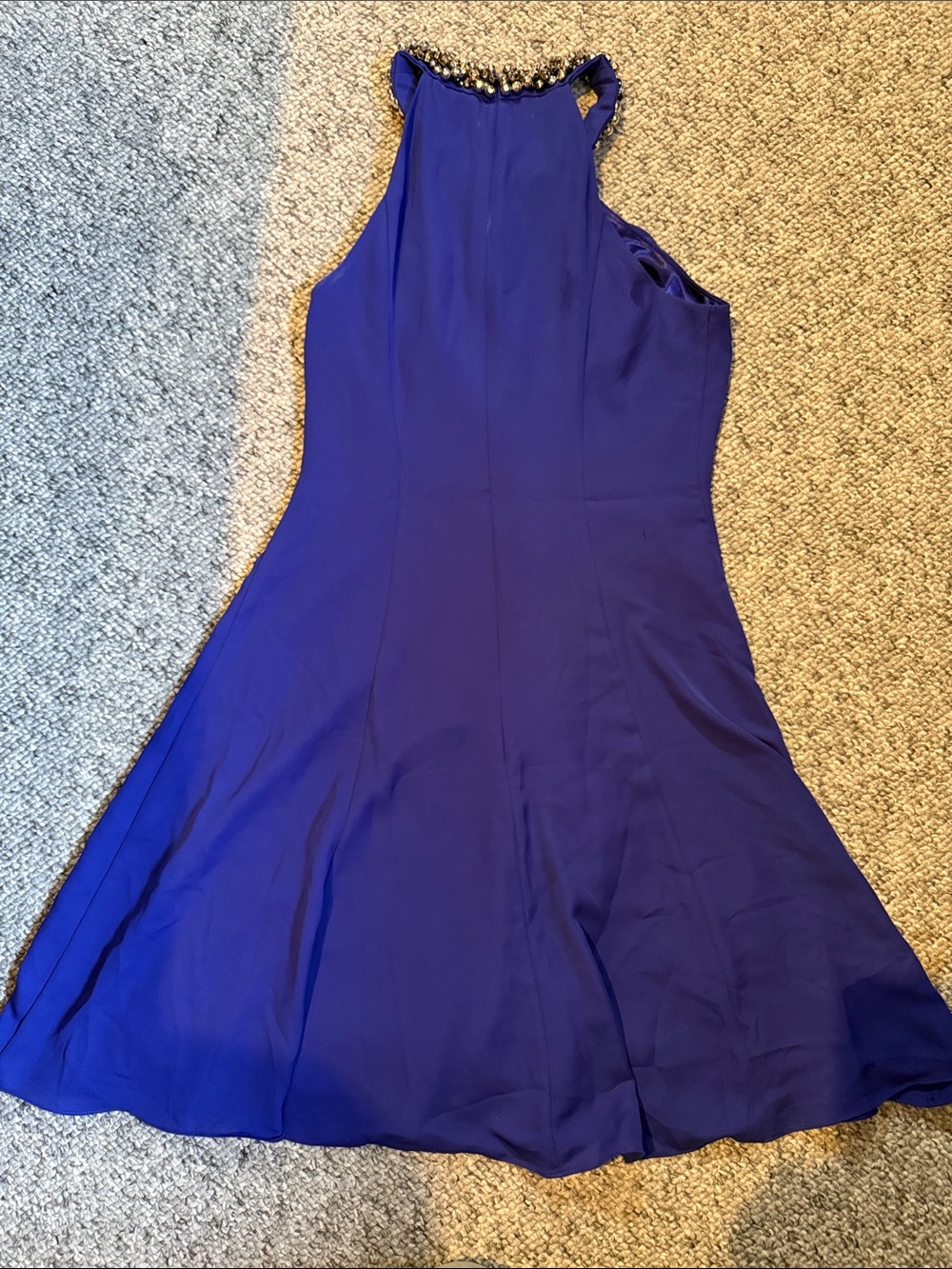 Calvin Klein Beaded Halter Neck Royal Blue NWT Size 4 - Picture 5 of 6
